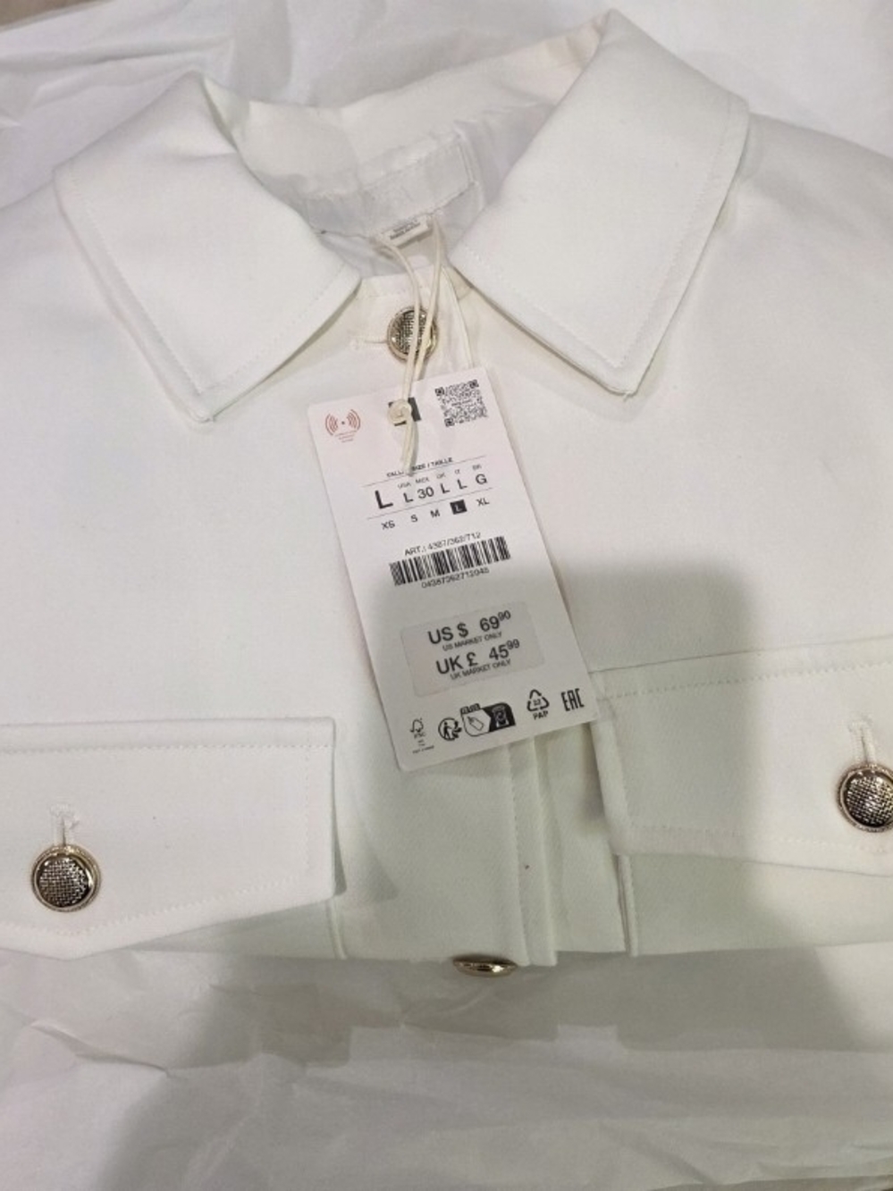 White/off White Cropped Zara Jacket - Picture 9 of 9